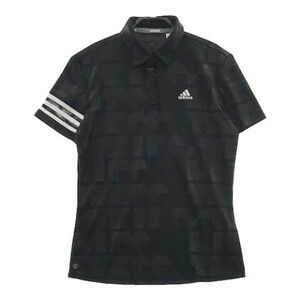 【1円】ADIDAS GOLF アディダスゴルフ 2022年モデル 半袖ポロシャツ ボタンダウン エンボスプリント ブラック系 M [240101033789]