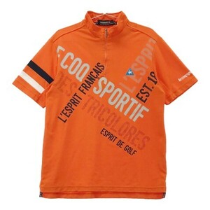 【1円】LE COQ GOLF ルコックゴルフ ハーフジップ 半袖Tシャツ オレンジ系 M [240101017573] メンズ