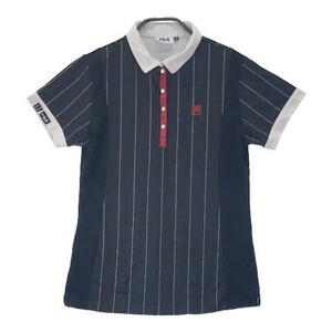 【1円】FILA GOLF フィラゴルフ 半袖ポロシャツ ストライプ ネイビー系 M [240001866821] レディース