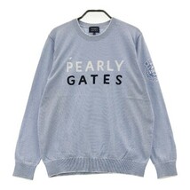 PEARLY GATES パーリーゲイツ コットンニットセーター ボーダー柄 ブルー系 6 [240101001752] ゴルフウェア メンズ_画像1