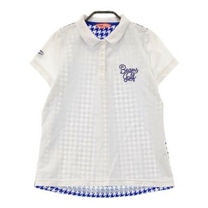 【1円】BEAMS GOLF ビームスゴルフ 半袖ポロシャツ 千鳥格子柄 ホワイト系 M [240101076613] レディース