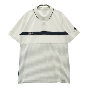 【1円】ADIDAS GOLF アディダスゴルフ 半袖ポロシャツ ボーダー柄 ホワイト系 M/M [240001874228] メンズの画像1