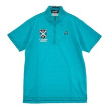 【1円】LE COQ GOLF ルコックゴルフ XQG1613AP ハーフジップ 半袖Tシャツ ロゴ刺繍 ブルー系 L [240101059210] メンズ_画像1