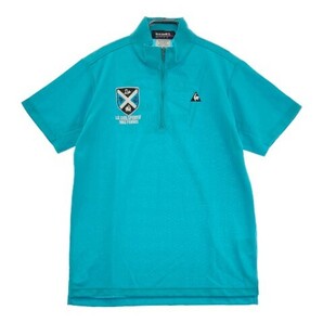 【1円】LE COQ GOLF ルコックゴルフ XQG1613AP ハーフジップ 半袖Tシャツ ロゴ刺繍 ブルー系 L [240101059210] メンズの画像1