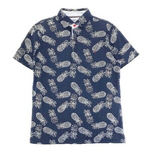 [1 jpy ]TOMMY HILFIGER GOLF Tommy Hilfiger Golf polo-shirt with short sleeves pineapple pattern navy series L [240101065790] men's 