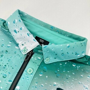 【1円】OAKLEY オークリー 2021年モデル ハーフジップ 半袖ポロシャツ スカル 総柄 グリーン系 M [240101096159] メンズの画像3
