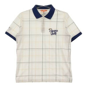 【1円】BEAMS GOLF ビームスゴルフ 半袖ポロシャツ チェック柄 ホワイト系 S [240101097305] メンズ