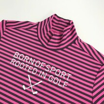 ADIDAS GOLF アディダスゴルフ ハイネック長袖Tシャツ ボーダー柄 ピンク系 M [240001845249] ゴルフウェア レディース_画像3