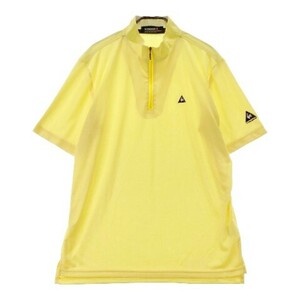 LE COQ GOLF ルコックゴルフ ハーフジップ 半袖Tシャツ ボーダー柄 イエロー系 L [240101088299] メンズ