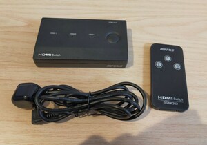 バッファロー HDMI 切替器 3入力1出力 リモコン付 BSAK302　【中古】
