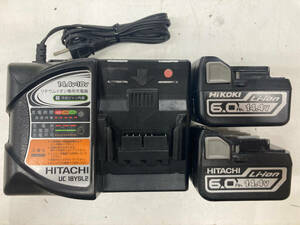 【中古品】日立工機 14.4v6.0Ahバッテリx2+充電器セット BSL1460x2 UC18YSL2　ITG1FA4Y8KW0