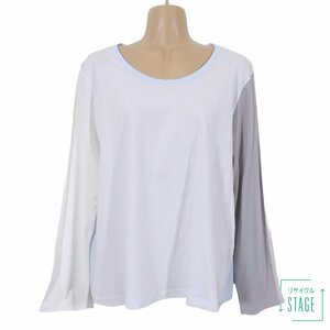 【新品・8,900円のタグ付】アズノウアズオオラカ★Tシャツ 長袖 大きいサイズ19 着回しに大活躍！レターパック可 グレー×水色×白系 z6877