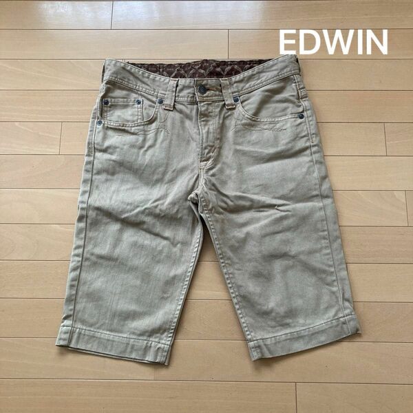 EDWIN エドウィン デニム ジーンズ ジーパン ハーフパンツ ベージュ 古着 メンズ 32インチ 431XVS