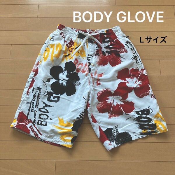 BODYGLOVE ボディグローブ 水着 メンズ ハイビスカス柄 Lサイズ 白 ホワイト