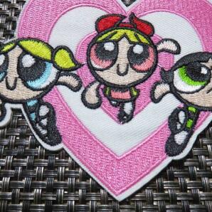 桃白ハート３少女◆新品未使用 『パワーパフガールズ』 The Powerpuff Girls 刺繍ワッペン◆アメリカ アニメ 映画 音楽■衣類・衣服DIYの画像5