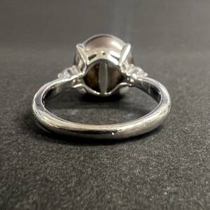 0002-0368 1円出品 真珠 パール 黒 ブラック 指輪 Pt900 ダイヤモンド 0.17ct 総重量 約 8.0g トップ 750 総重量 約 2.16g おまとめ 2点の画像6