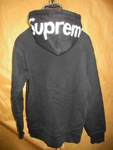 SUPREME Hooded Logo Sweatshirt フード ロゴ 裏地 サーマル ジップアップ　パーカー　M 黒　本物_画像1