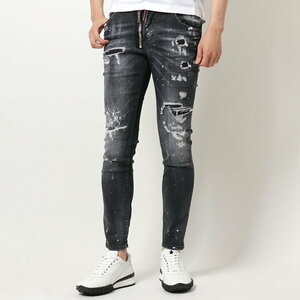 ディースクエアード DSQUARED 21aw SUPER TWINKY JEAN　フロントジップ　 ストレッチ　デニム　42　黒