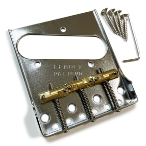 Fenderブランドスタンプ刻印 弦長補正付ブラス製サドル サイドカット サンドブラスター加工の画像1