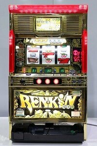 【質Banana】動作品 パチスロ実機 サミー レンキン 4号機 不要機/ドアキー/設定キー付き RENKIN/錬金術 ゴールド筐体 西濃支店留め 現