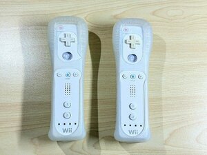 【質Banana】ジャンク品!!Nintendo/任天堂 Wiiリモコン 2個セット ホワイト シリコンカバー付き 部品どりに♪