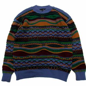 90年代 ヴィンテージ■CESARE MORETTI 3D 総柄 立体ニット セーター ゆったり オーバーサイズ 秋冬物 メンズ
