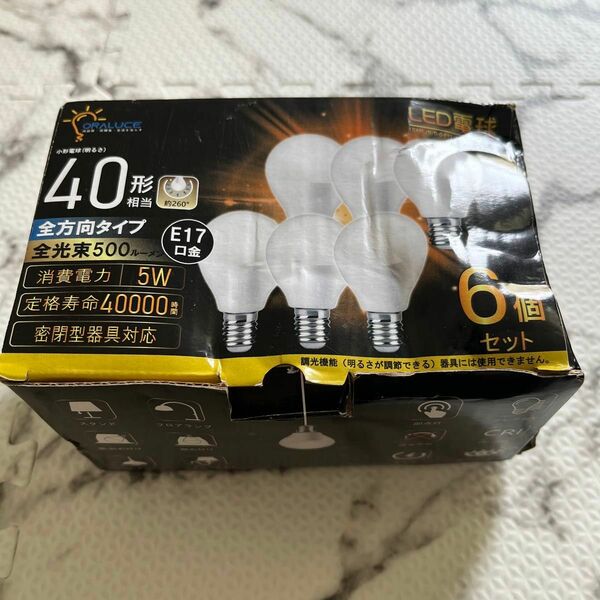 (P)ORALUCE E17 LED電球 40W形相当 昼光色 小形電球6個