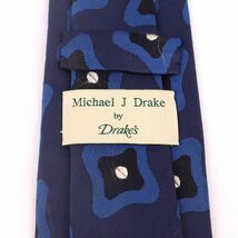 ドレイクス ブランドネクタイ 総柄 シルク ハンドメイド Michael J.Drake PO メンズ ネイビー Drake's_画像3