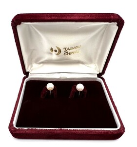TASAKItasaki pearl Tasaki Shinju K14WG earrings Akoya natural pearl diameter approximately 7.6mm lady's accessory jewelry box 