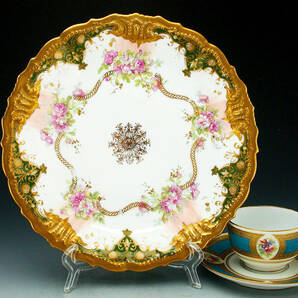 アンティーク リモージュ・アールヌーボー様式金彩陽刻薔薇装飾紋飾皿の画像9