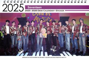 SEVENTEEN セブンティーン グッズ 卓上 カレンダー (写真集 カレンダー) 2025~2026年 (2年分) + ステッカーシール [12点セット] K-POP