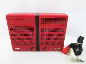 動作OK【AIWA アイワ SC-A3 COMPACT SPEAKER SYSTEM コンパクト スピーカー(レッド)ケーブル付】FULL RANGE SPEAKER SYSTEM/ミニ/赤/レトロ