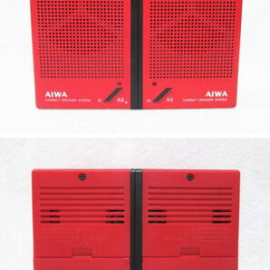 動作OK【AIWA アイワ SC-A3 COMPACT SPEAKER SYSTEM コンパクト スピーカー(レッド)ケーブル付】FULL RANGE SPEAKER SYSTEM/ミニ/赤/レトロの画像3