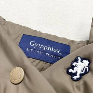 Gymphlex【極上のフェザー20%】ジムフレックス ダウンコート サイズ14 ナイロンジャケット ブルゾン ベージュ フード付き M ロゴ刺繍 1円の画像6