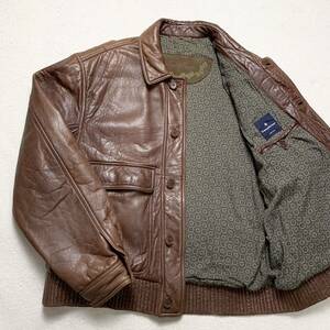  rare XL Ermenegildo Zegna [ finest quality. ram leather ]Ermenegildo Zegna rider's jacket total pattern blouson sheepskin sheep leather Brown 1 jpy 