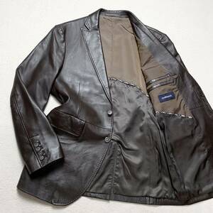 rare XL new yo- car [ finest quality. ram leather ]NEWYORKER tailored jacket book@ cut feather Rider's leather jacket sheepskin sheep leather Brown 1 jpy 