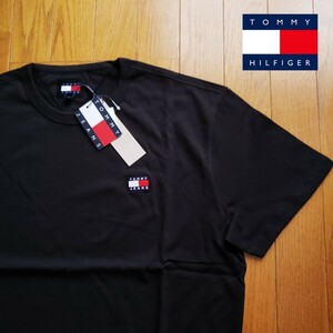 【新品】トミーヒルフィガー Lサイズ TOMMY JEANS ロゴ Tシャツ ブラック ワンポイント トミージーンズ