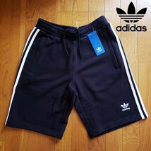 【新品】adidas Originals ショートパンツ Mサイズ ブラック ハーフパンツ アディダス フレンチテリー 3ストライプ ショーツ 黒_画像1