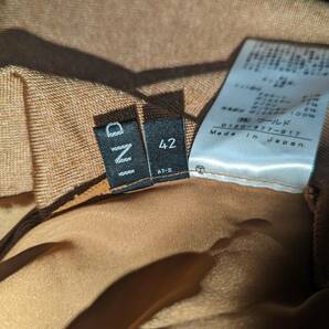 INDIVI 昨季美品 オレンジブラウン 七分袖 異素材カットソー 大きいサイズ 42 12号 11号 LL XL インディヴィ プルオーバーブラウスの画像6
