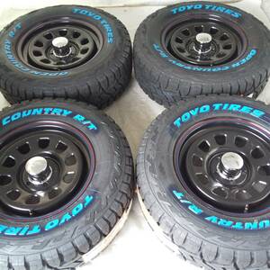 新品 デイトナ 16-7.0J＋33 5-114.3 ブラック タイヤ付4本SET 235/70R16 トーヨーOPENCOUNTRY R/T ホワイトレター (W2381)