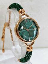 Kimio 腕時計 ブレスレットウォッチ グリーン クオーツ ラインストーン レディース 緑 美品 アクセサリー_画像1