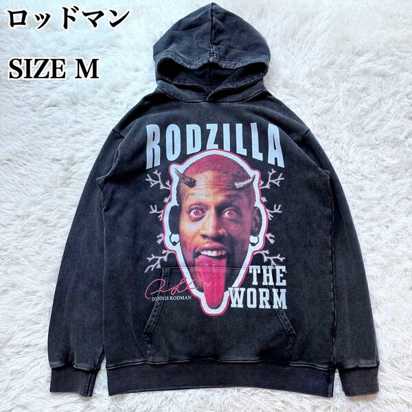 【極美品】Rodman ロッドマン デビル RAP ラップ プルオーバーパーカー ヴィンテージ加工 ブラック 黒 M