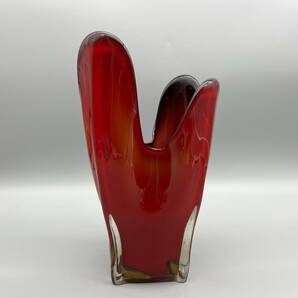 【1円出品】 マルテイグラス 花瓶 フラワーベース フラワーアレンジメント レッド系 赤 おしゃれ 個性 独創的の画像2