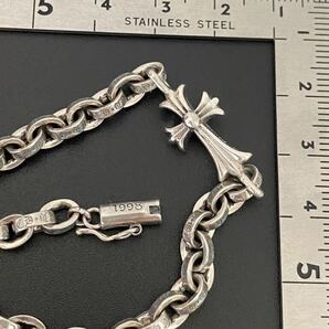 シルバー925純銀素材 クロス ペーパーチェーン ブレスレット シルバー 刻印あり アクセサリー 幅：5mm / 20.5cm 新品 送料無料 の画像2