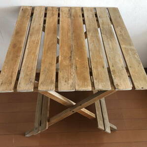 キャンプ 木製 テーブル 高さ58ｃｍ 天板 55ｃｍ/53.5ｃｍの画像1