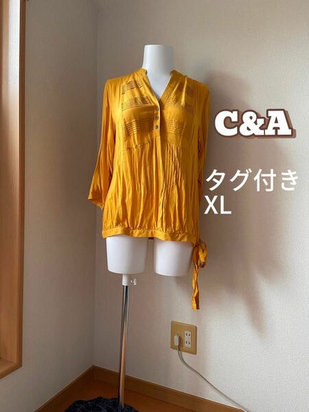 C&A XL 大きめ　タグ付　山吹色　ブラウス