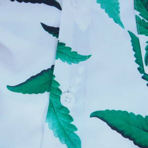 【送料無料】マリファナ柄 アロハシャツ 白 Ｌ マリファナ 大麻 ヘンプ 柄シャツ 半袖シャツの画像4