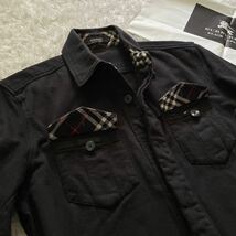 美品 バーバリーブラックレーベル BURBERRY BLACK LABEL 長袖 シャツ ロゴパッチ ノバチェック シャツジャケット 春 2/M ブラック 黒_画像5