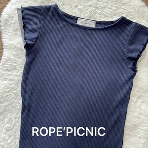 ロペピクニック　ROPE PICNIC ノースリーブ　リプ　 トップス　 ネイビー　Sサイズ
