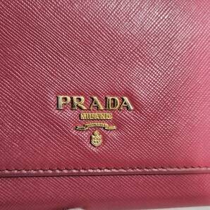 《1円スタート》PRADA プラダ サフィアーノ レザー ショルダーウォレット ピンク P4829の画像7